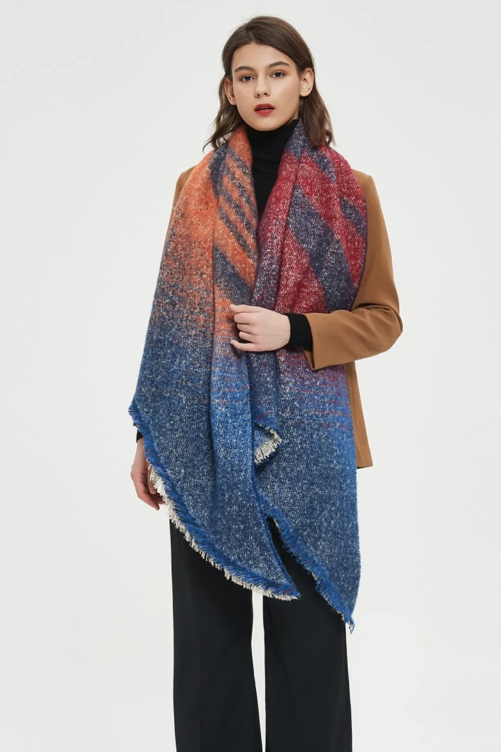 Edgy Raw Hem Scarf - Polyester Wrap for a Modern Look