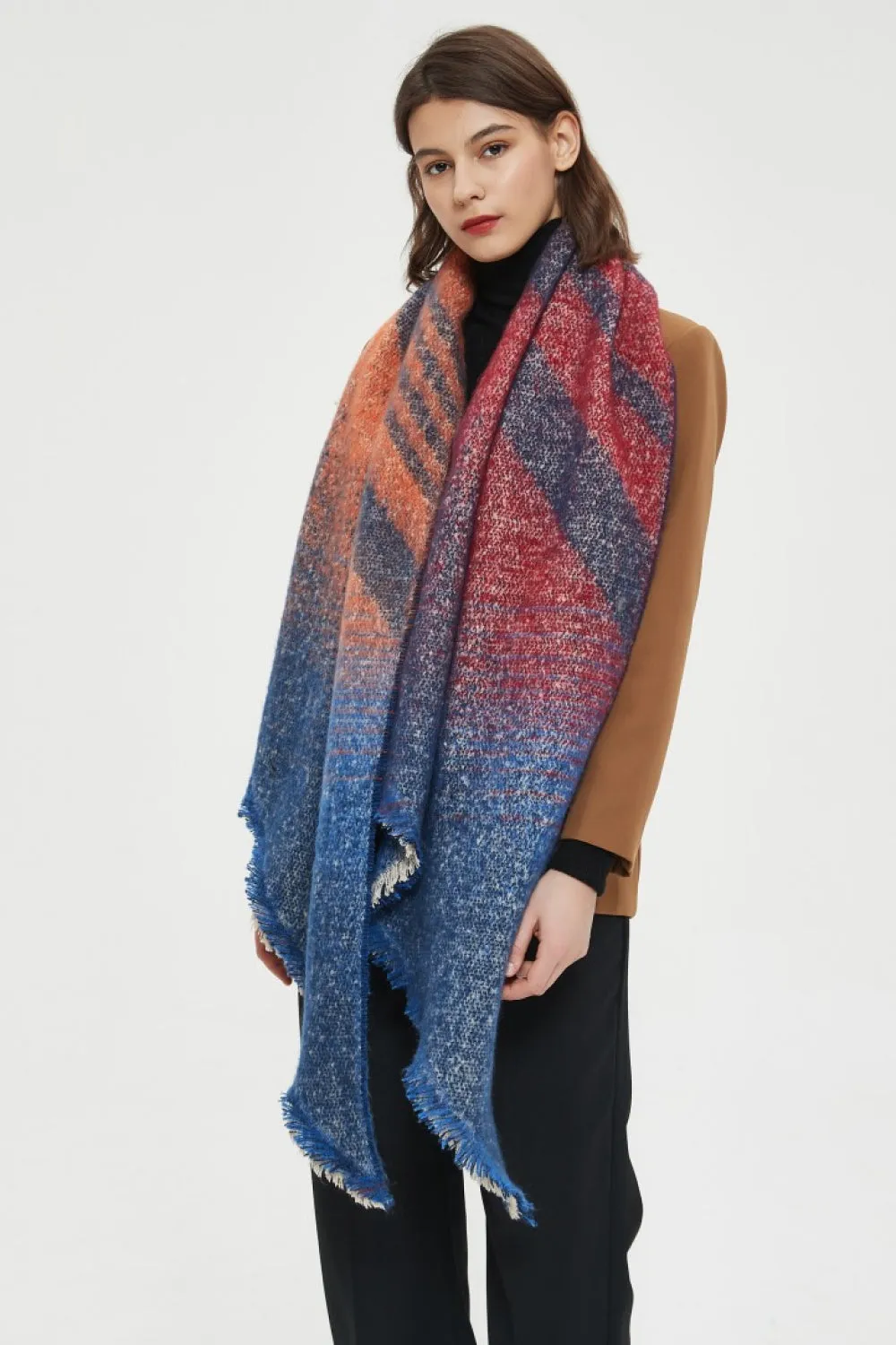 Edgy Raw Hem Scarf - Polyester Wrap for a Modern Look